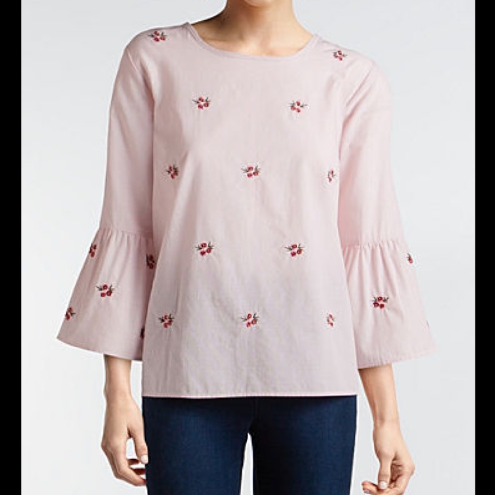 Light pink top with delicate flower design